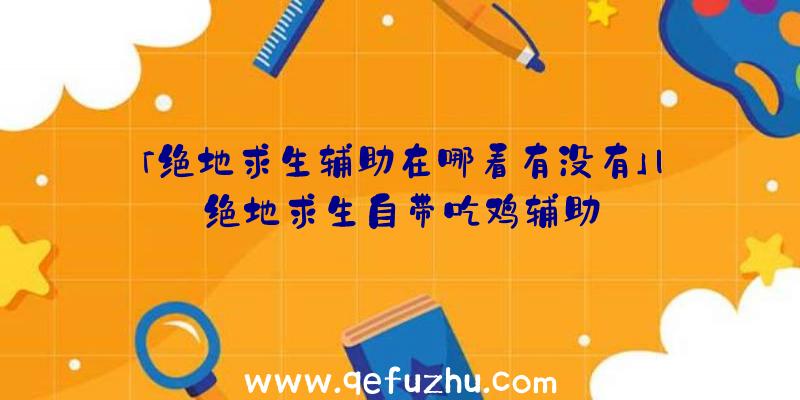 「绝地求生辅助在哪看有没有」|绝地求生自带吃鸡辅助